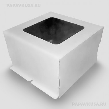 Коробка с окном для торта 300*300*190 мм (гофра)